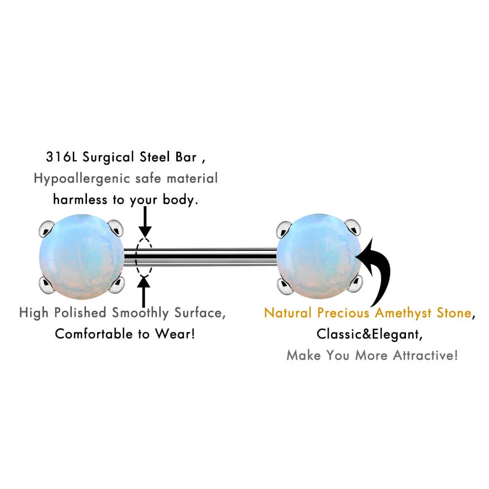 14G Opal and Turquoise Gemstone Nipple Barbells Jewelry