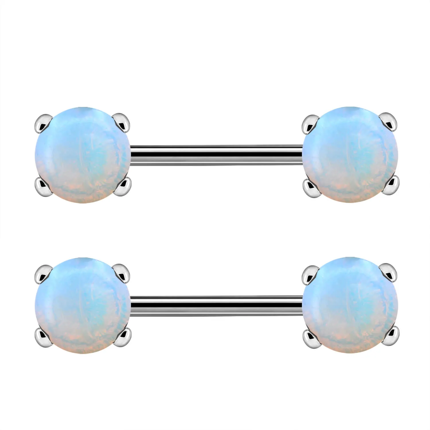 14G Opal and Turquoise Gemstone Nipple Barbells Jewelry