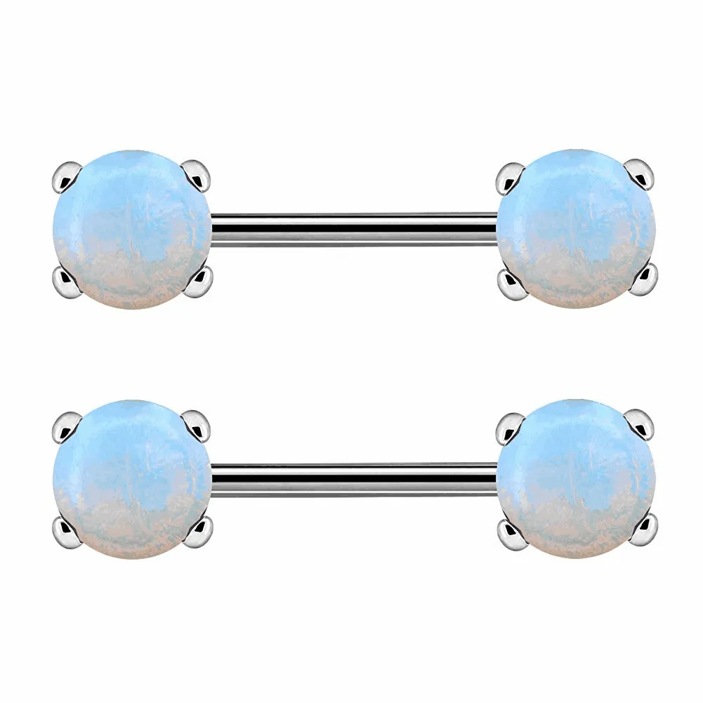 14G Opal and Turquoise Gemstone Nipple Barbells Jewelry