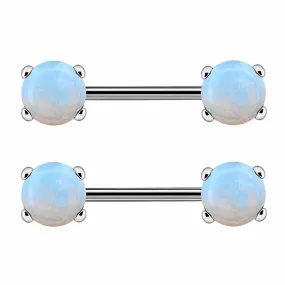 14G Opal and Turquoise Gemstone Nipple Barbells Jewelry