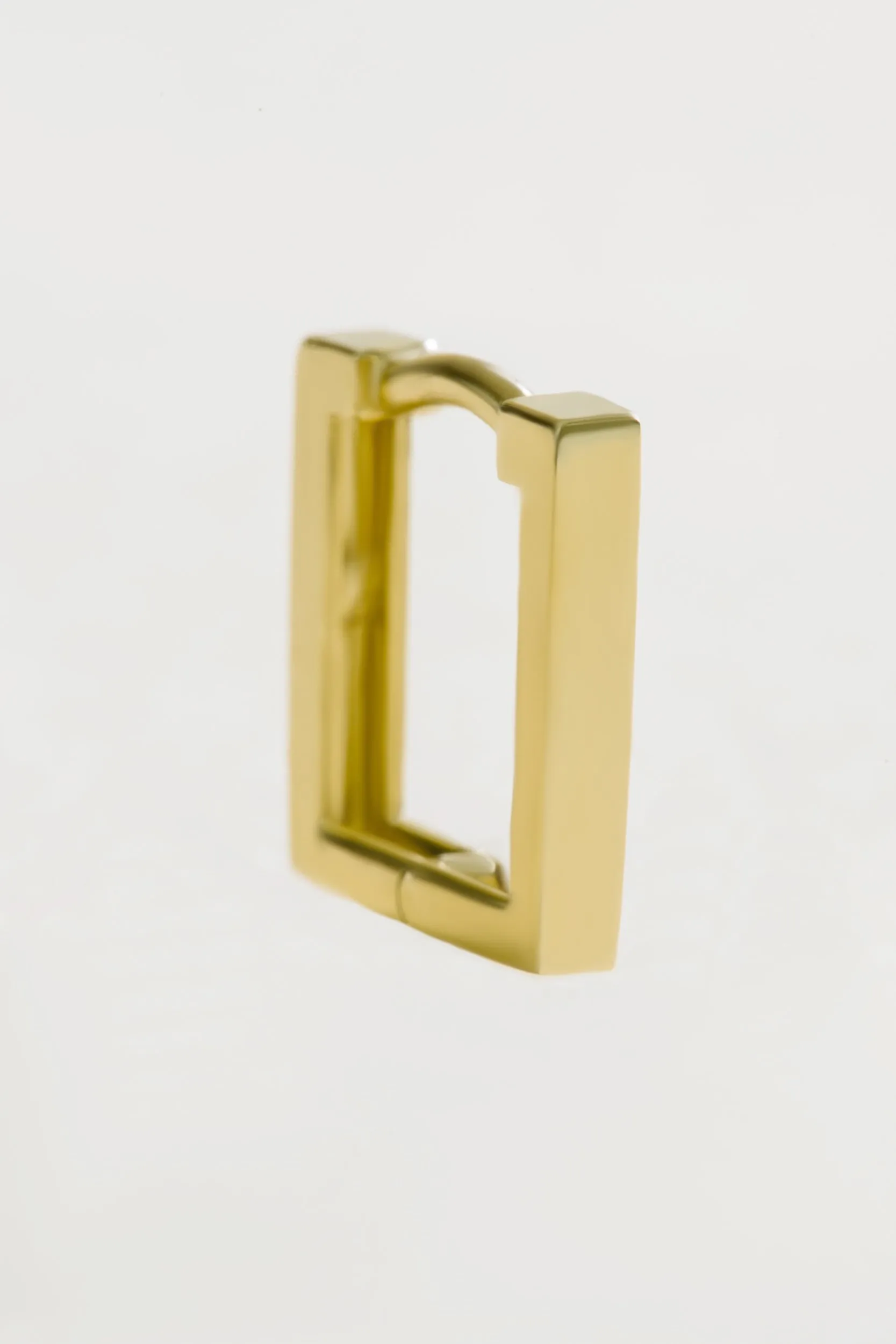 14K Solid Gold Jewelry Thick Square Earring Hoop Ring