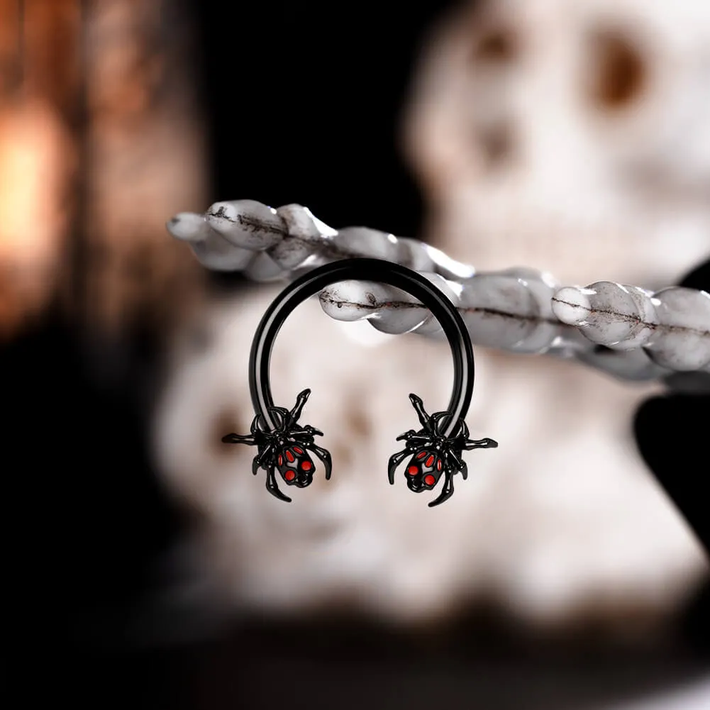 16G Skull Head Spider Horseshoe Septum Jewelry