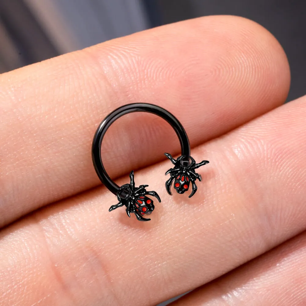 16G Skull Head Spider Horseshoe Septum Jewelry