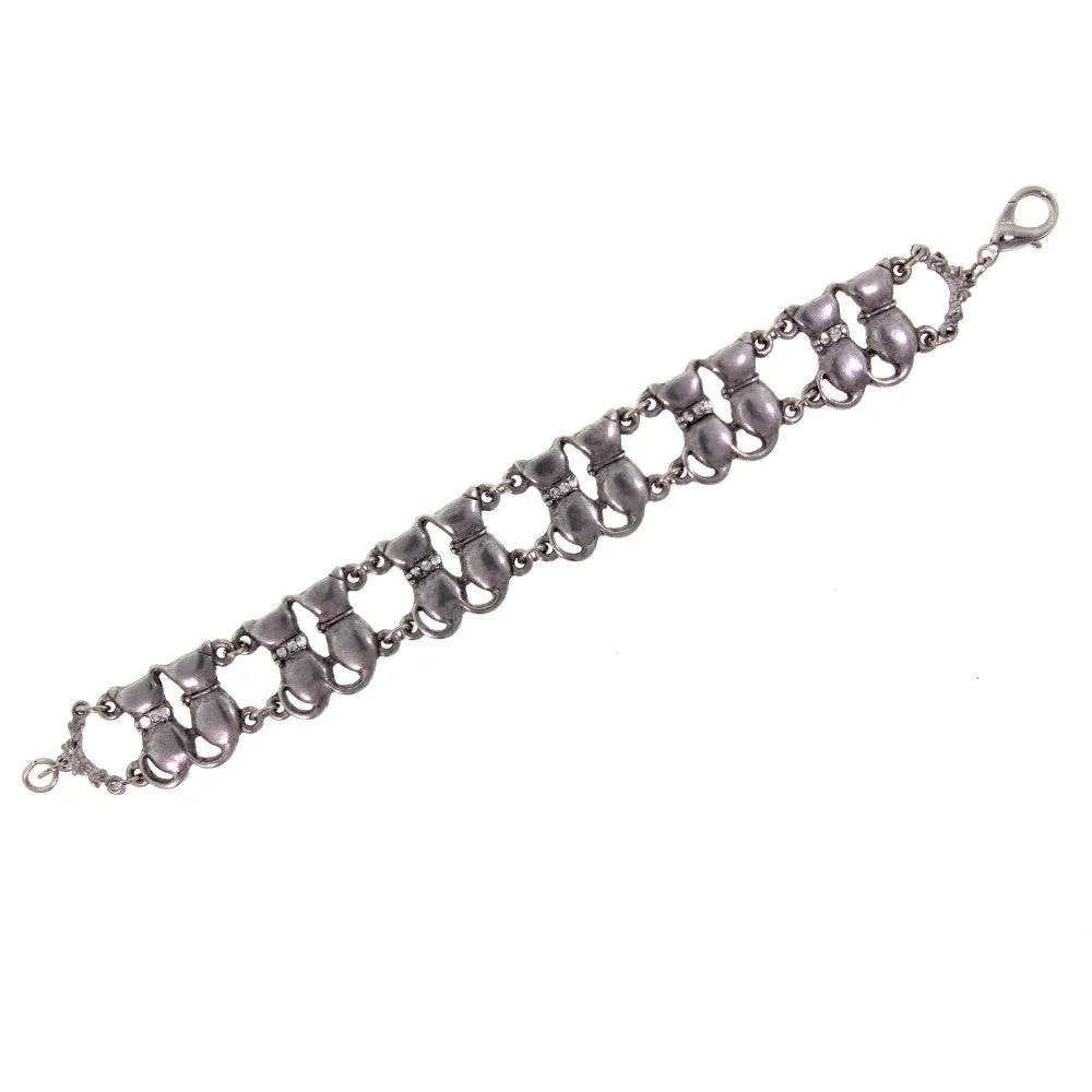 1928 Jewelry Crystal Multi Double Cat Chain Bracelet