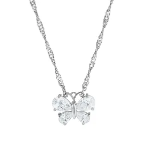 1928 Jewelry Cubic Zirconia Butterfly Pendant Necklace 16"   3" Extender