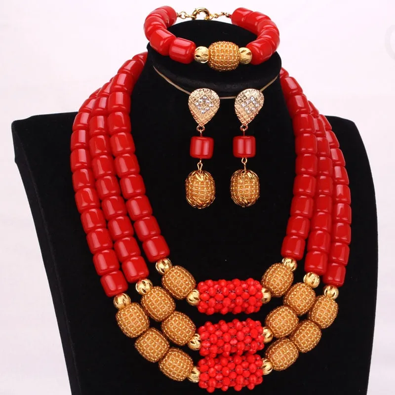 3 Layers African Artificial Coral Beads Jewelry