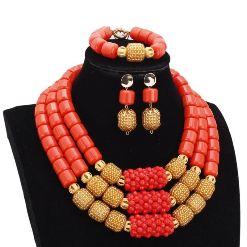 3 Layers African Artificial Coral Beads Jewelry