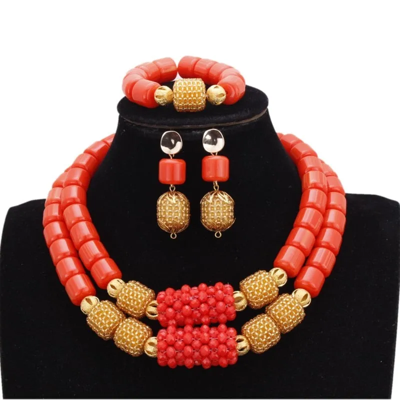 3 Layers African Artificial Coral Beads Jewelry