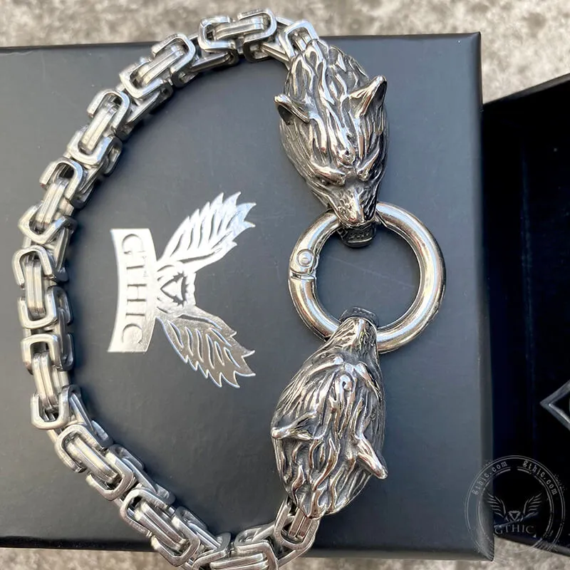 3 Pcs Loyal Wolf Stainless Steel Jewelry Set