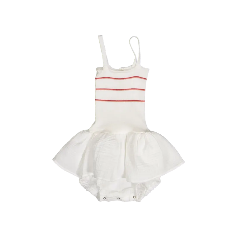 3001-BABY DRESS TUTU-Red Stripes