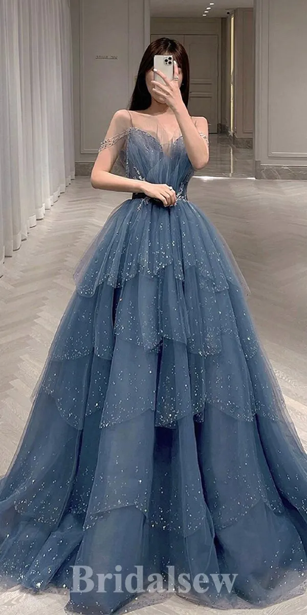 A-line Fairy Tulle Fashion Elegant Stylish Party Evening Long Prom Dresses, Ball Gown PD1124