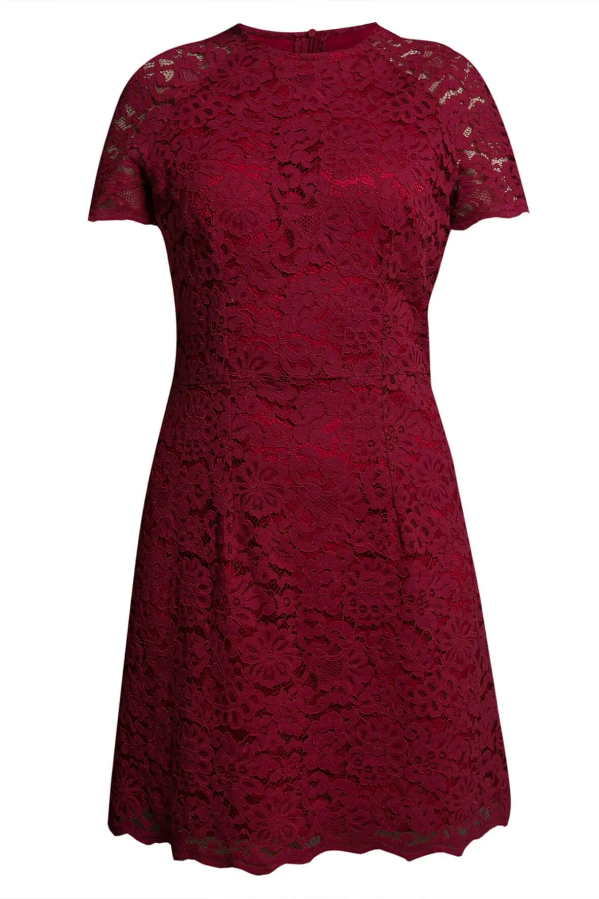 A-Line Lace Red Dress