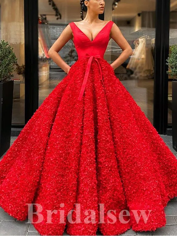 A-line Red Gorgeous Unique Strapless Satin Elegant Modest Long Party Evening Prom Dresses PD1296