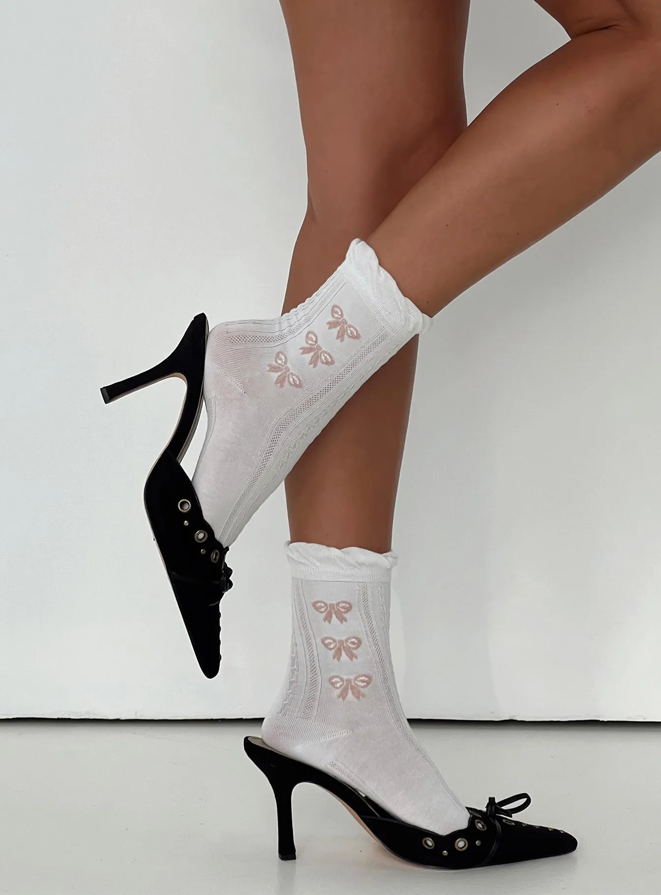 Ambrose Bow Socks White