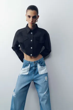 Asymmetric Pocket Crop Jacket