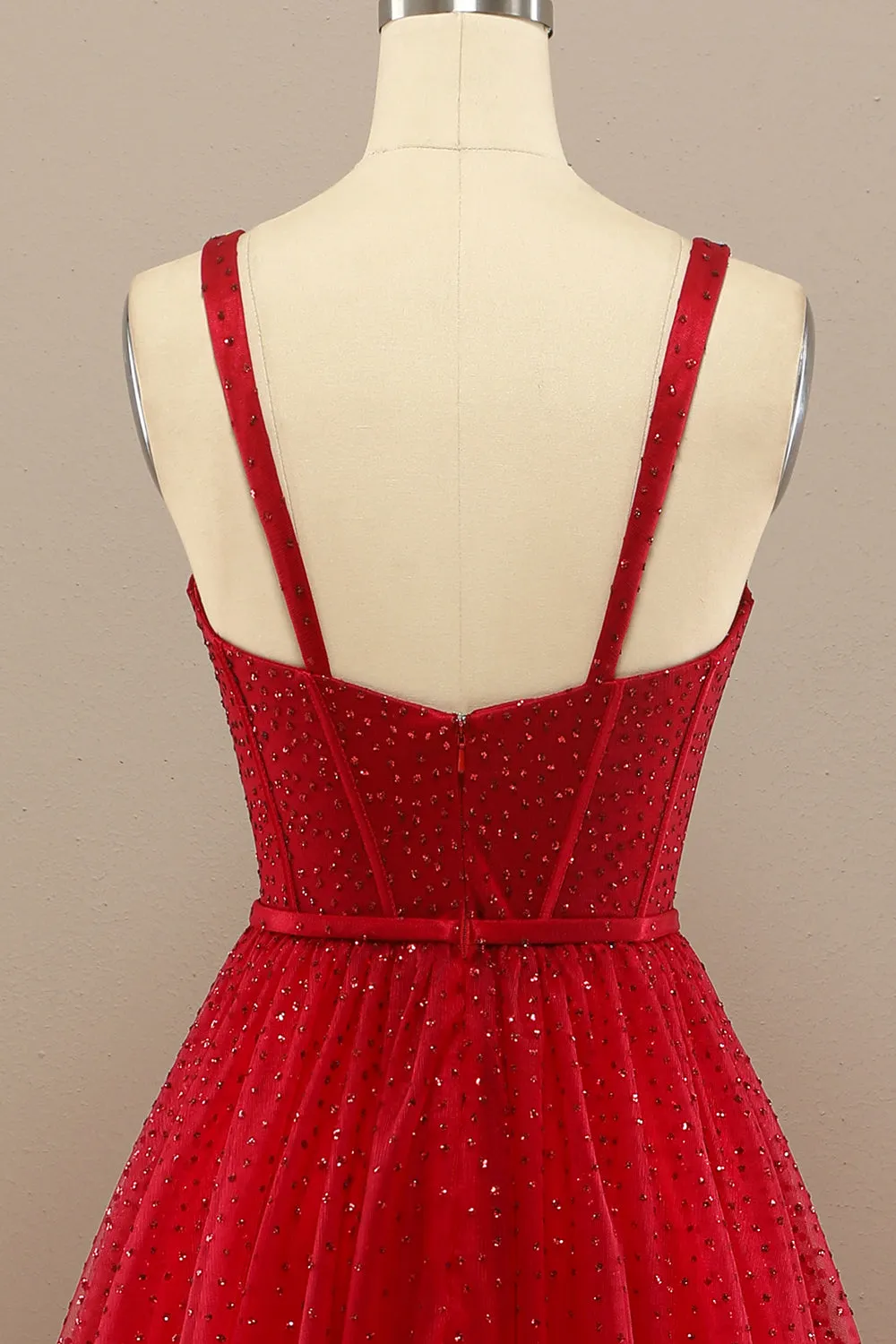 Beautiful Red Sweetheart Prom Dress with Beading