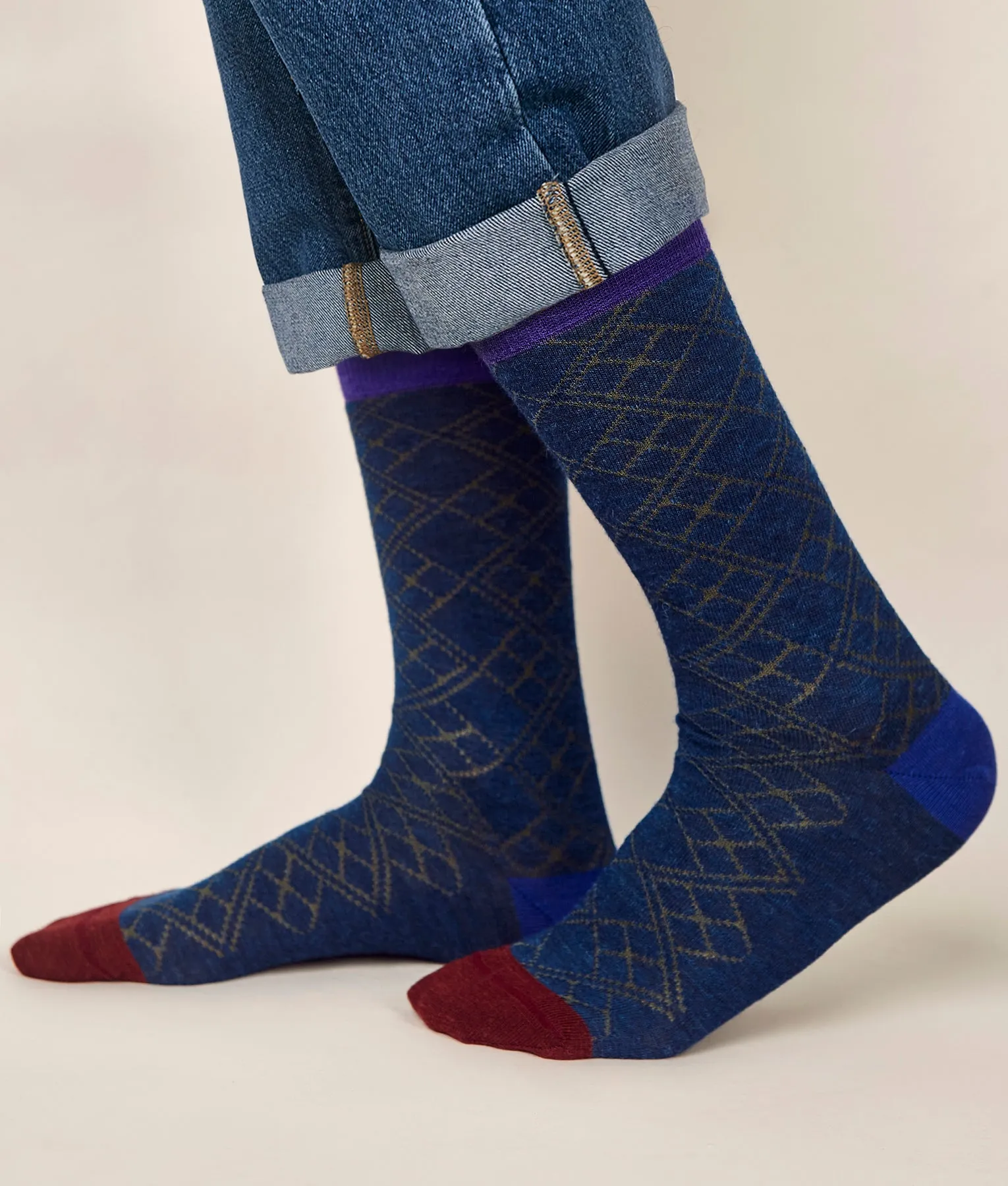 Bi Colour Jacquard Mens Socks