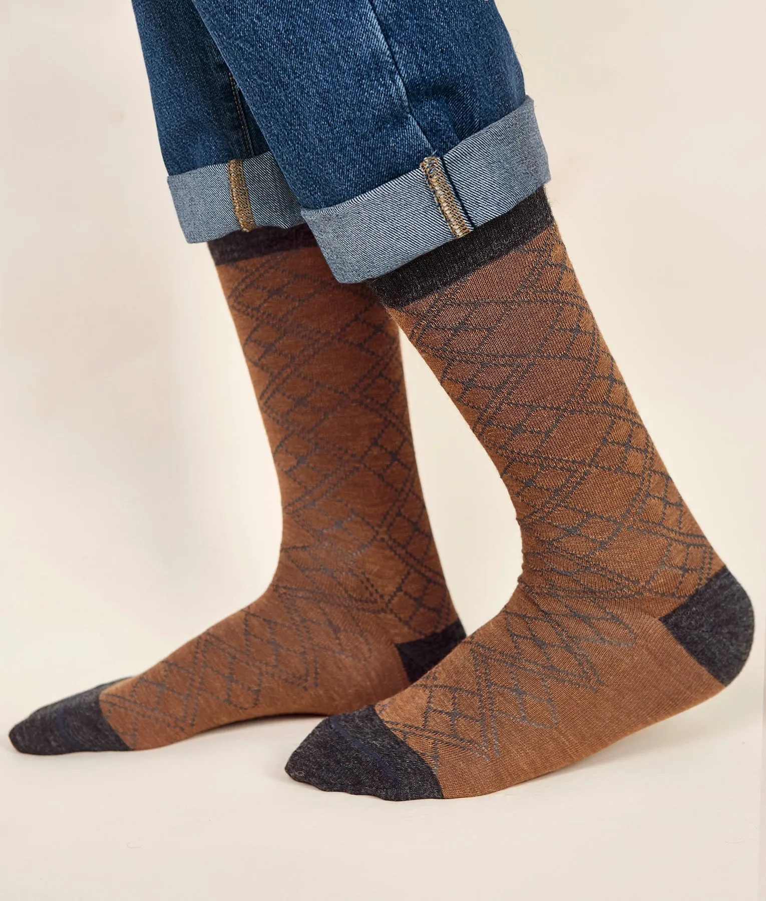 Bi Colour Jacquard Mens Socks