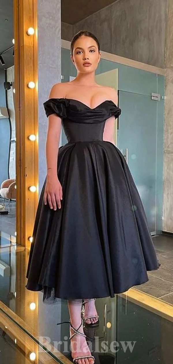 Black A-line Chic Princess Satin Stylish Long Women Evening Prom Dresses PD750