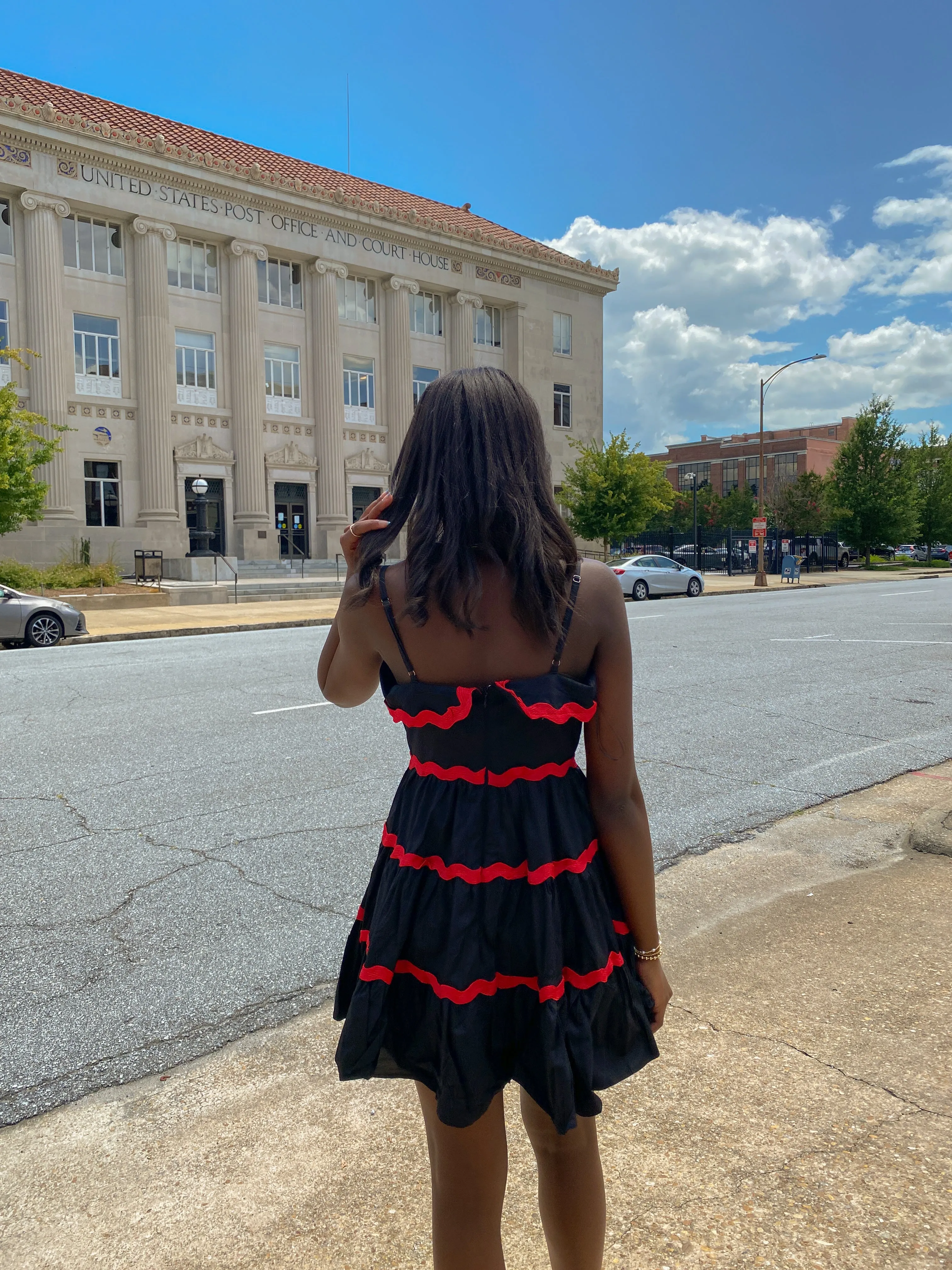 Black And Red RicRac Tiered Dress