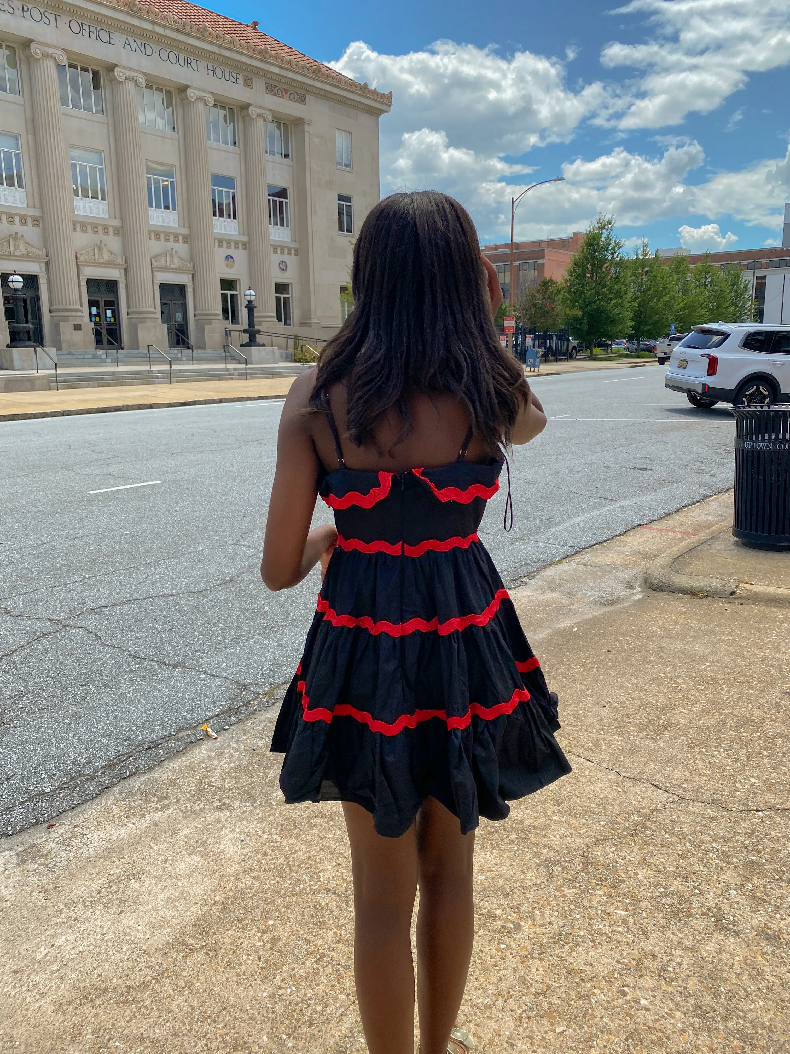 Black And Red RicRac Tiered Dress