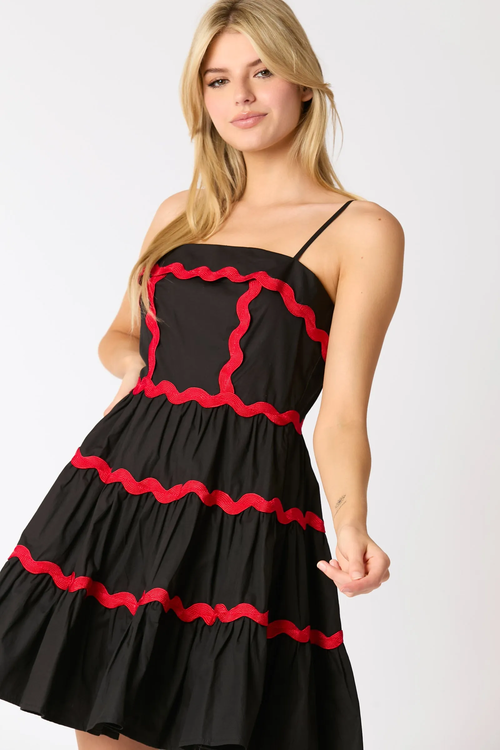 Black And Red RicRac Tiered Dress