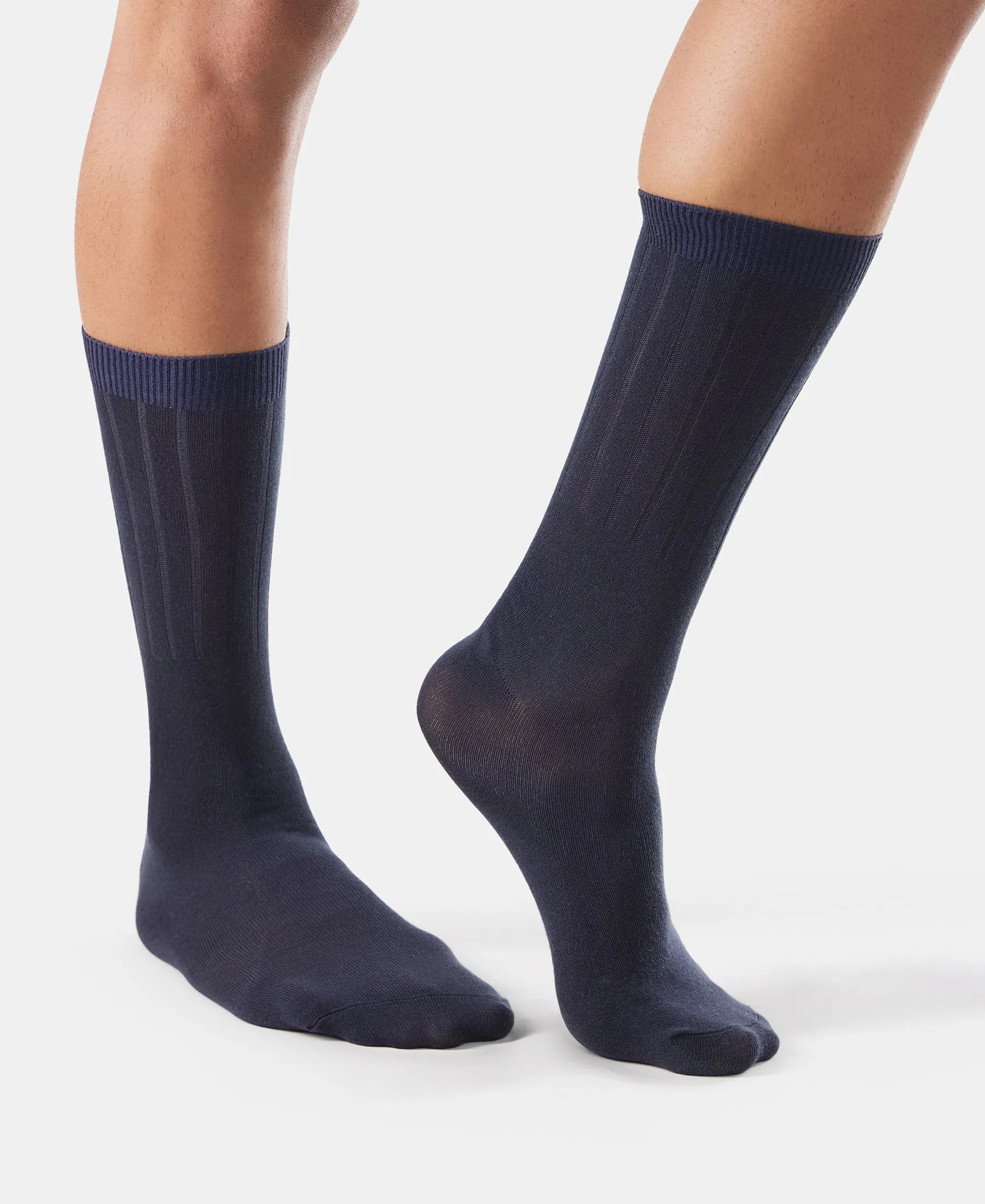 Blended Modal Stretch Crew Length Thermal Socks With StayFresh Treatment - Navy