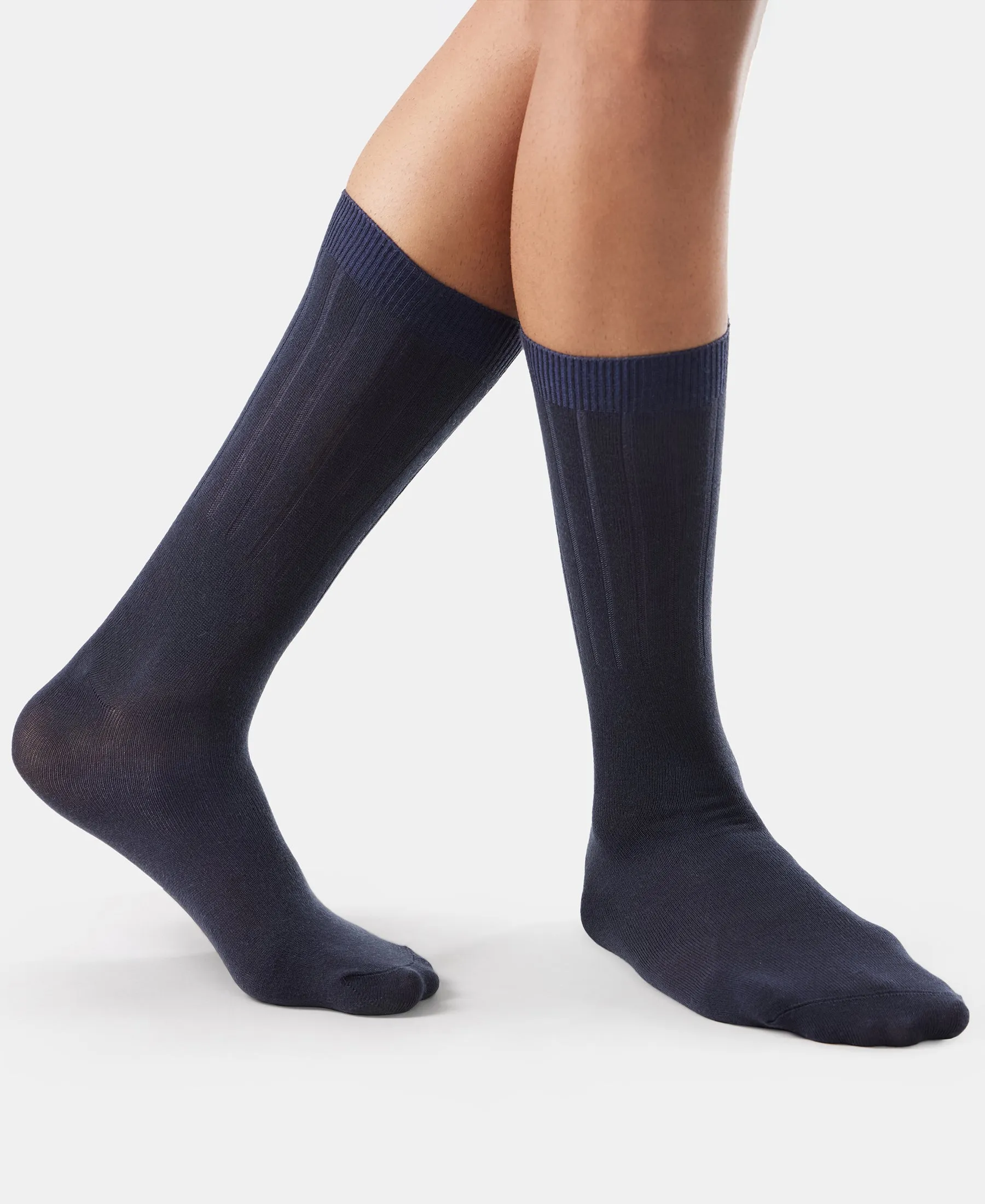 Blended Modal Stretch Crew Length Thermal Socks With StayFresh Treatment - Navy