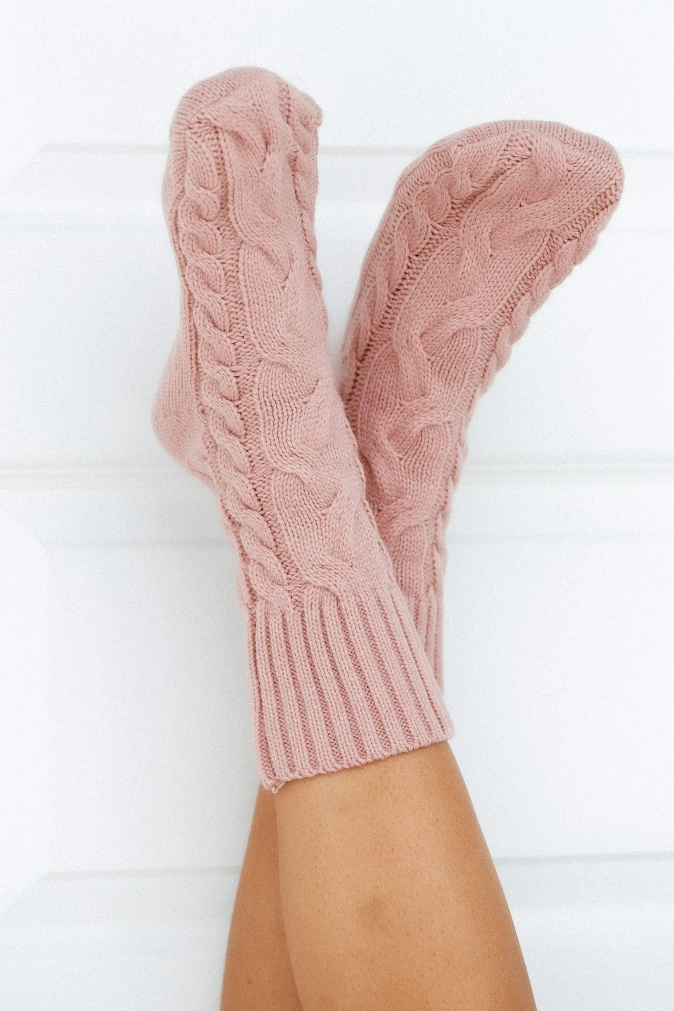 Cosy Knitted Socks - Pink