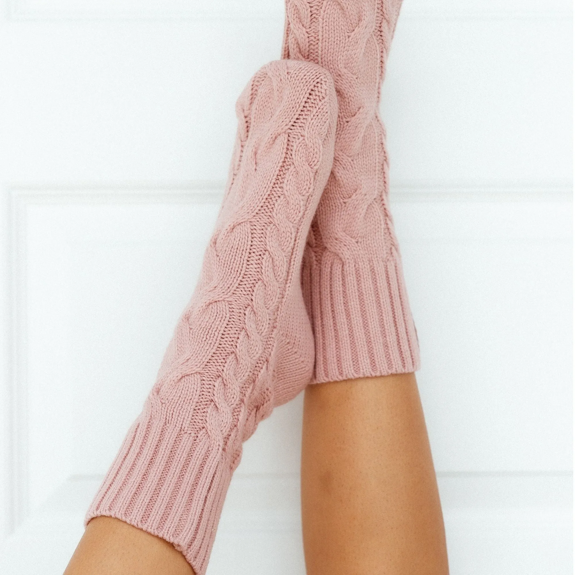 Cosy Knitted Socks - Pink