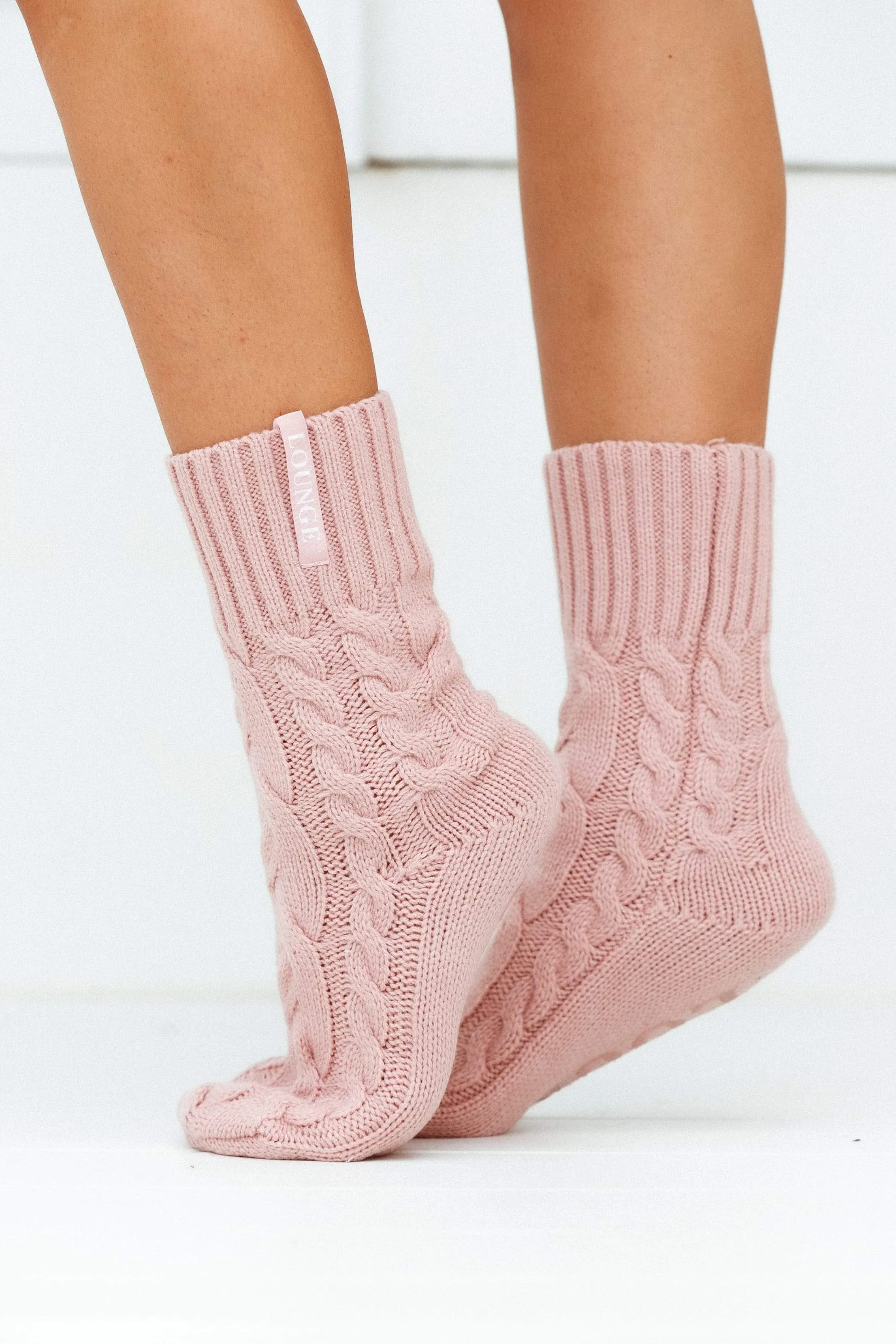 Cosy Knitted Socks - Pink