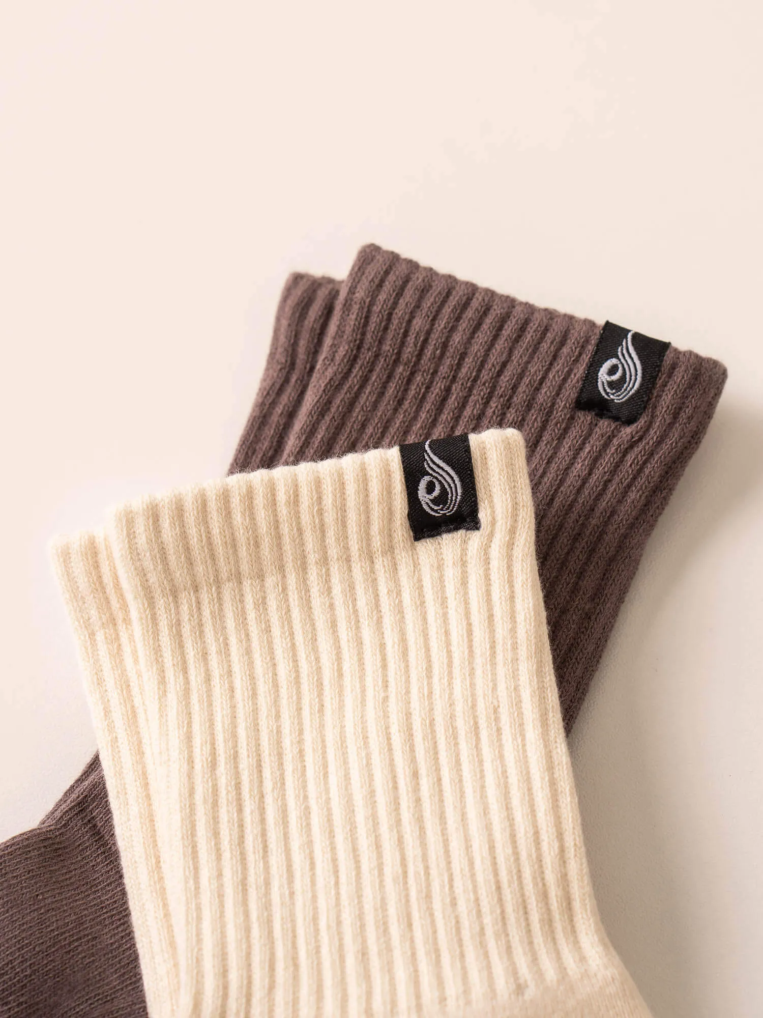 Crew Socks - Vanilla/Taupe