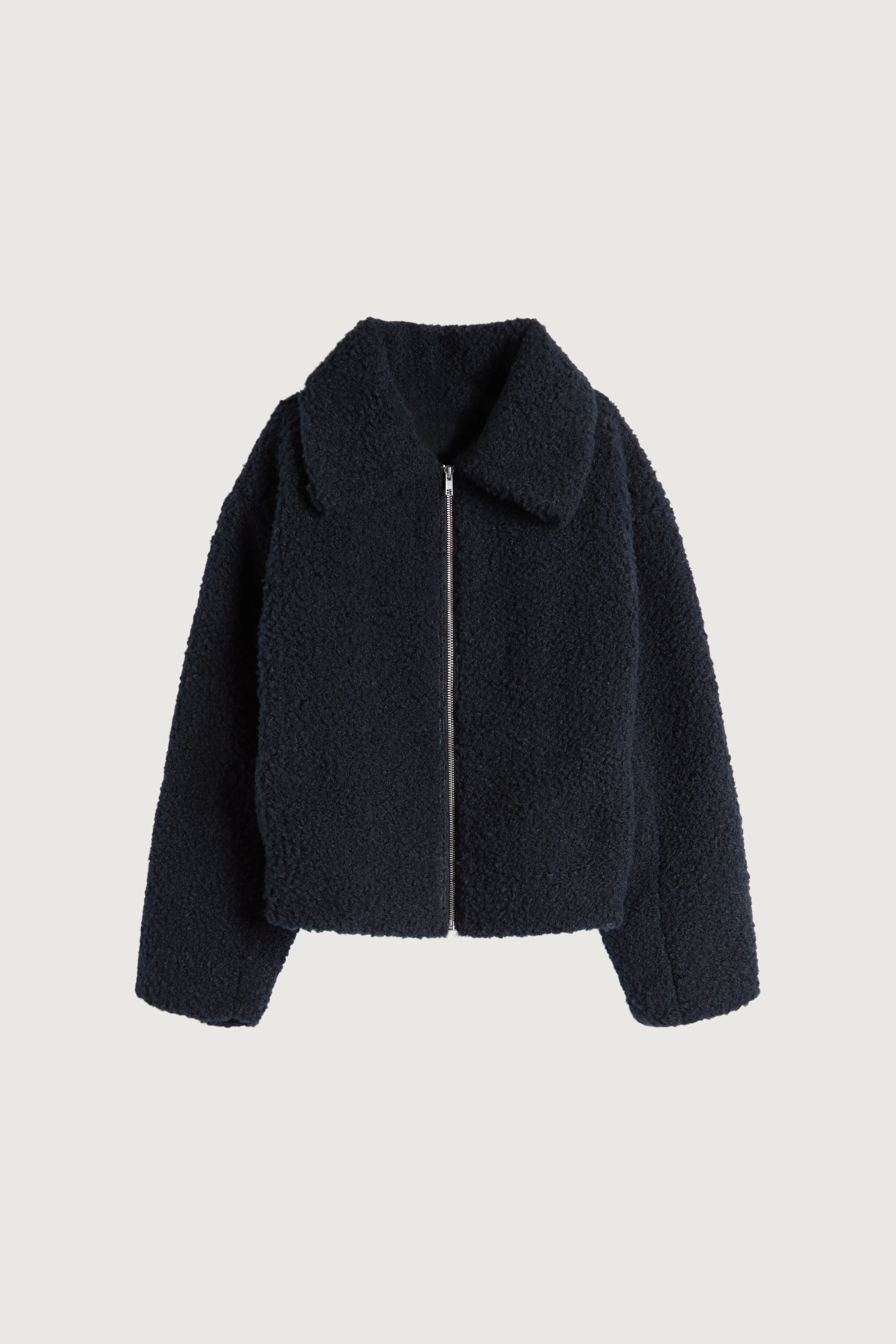 CROPPED SHEARLING BOMBER JACKET