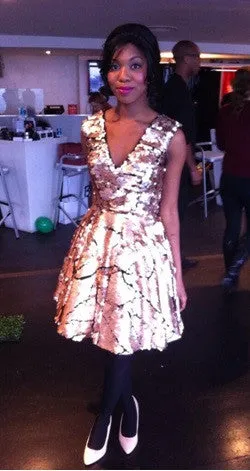 Gold Sequin Prom Dress