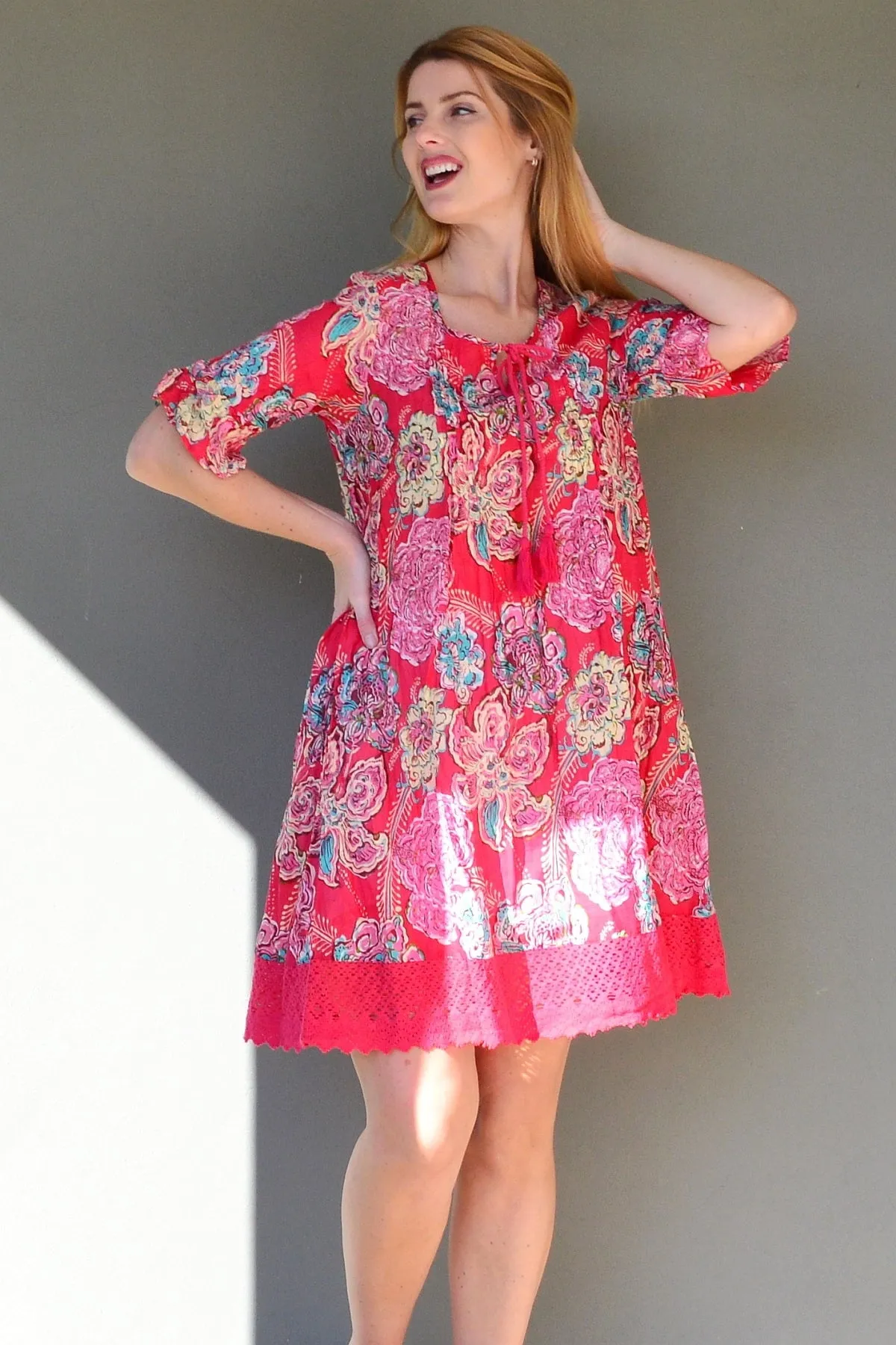 Hannah Boho Red Tunic Dress