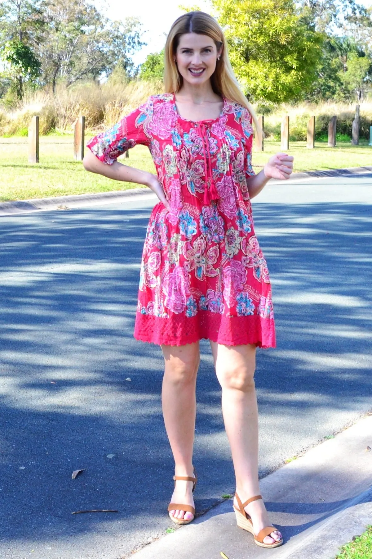 Hannah Boho Red Tunic Dress