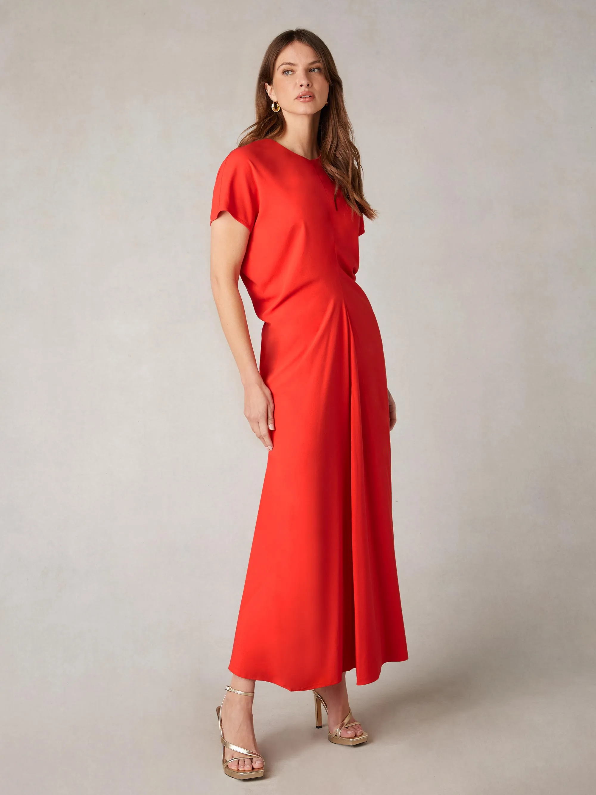 Harper Red Flutter Sleeve Midaxi Dress