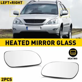 Heated Mirror Glass for 2004-2009 Lexus RX300 RX330 RX350 RX400H, Left and Right Side