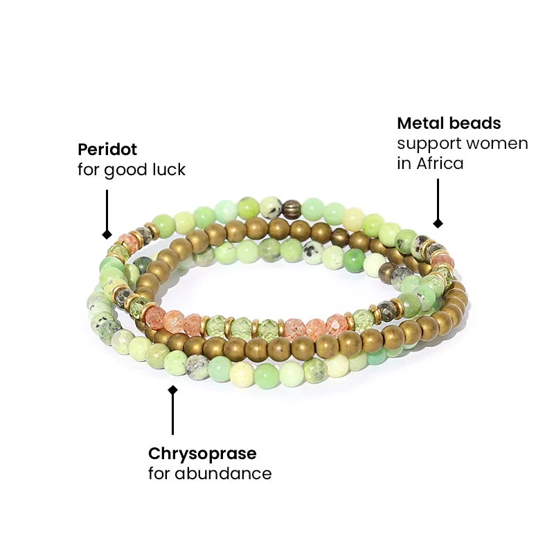 Joy and Good Luck Chrysoprase and Peridot Jewelry Bundle