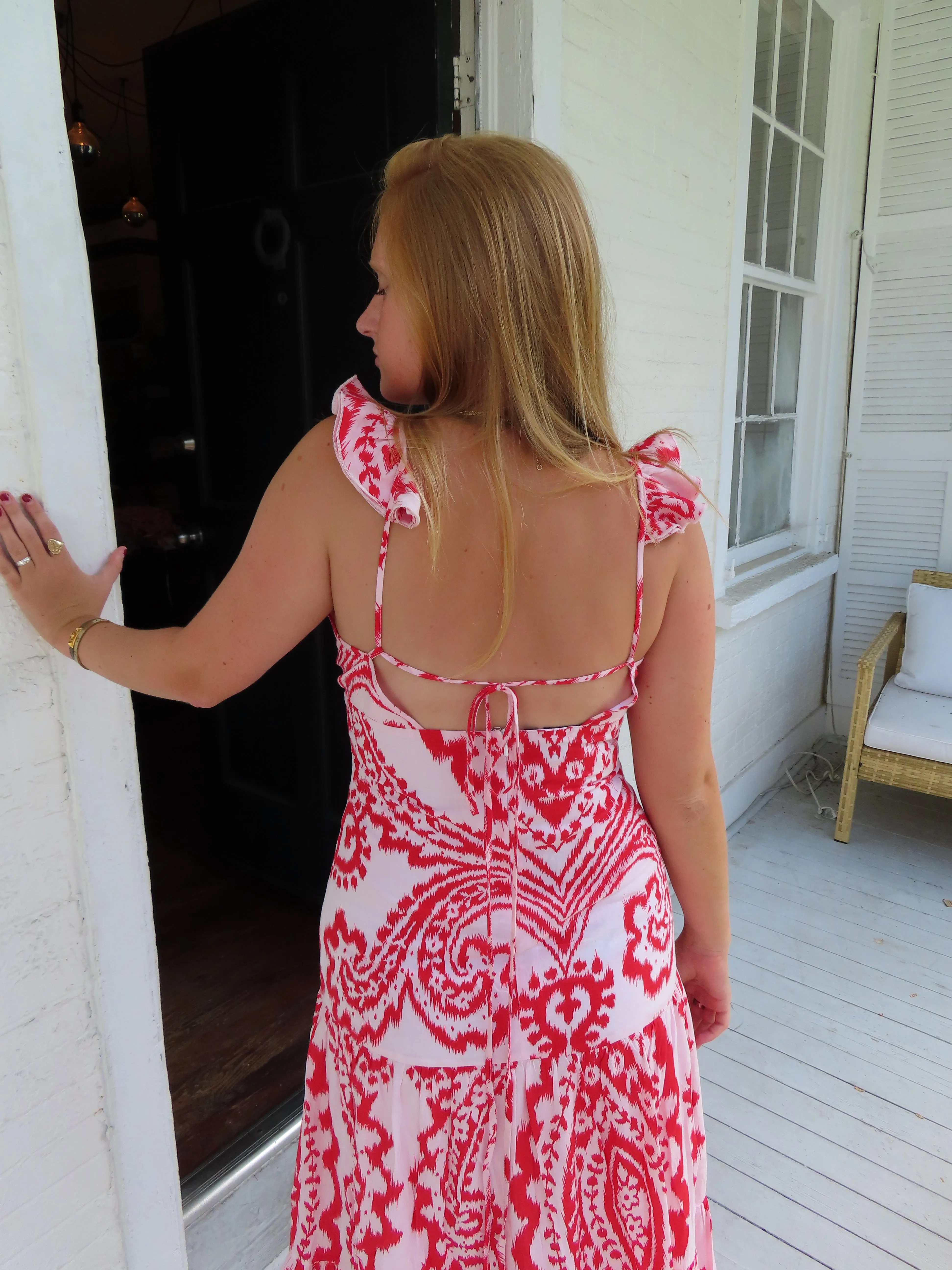 Laura Maxi Dress Red Ikat