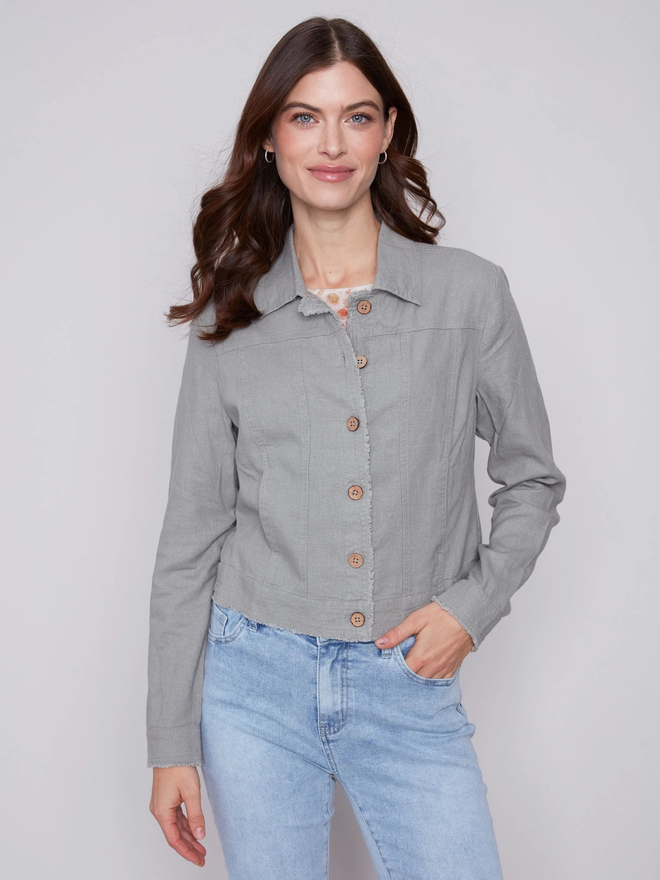 Linen Blend Jacket - Celadon