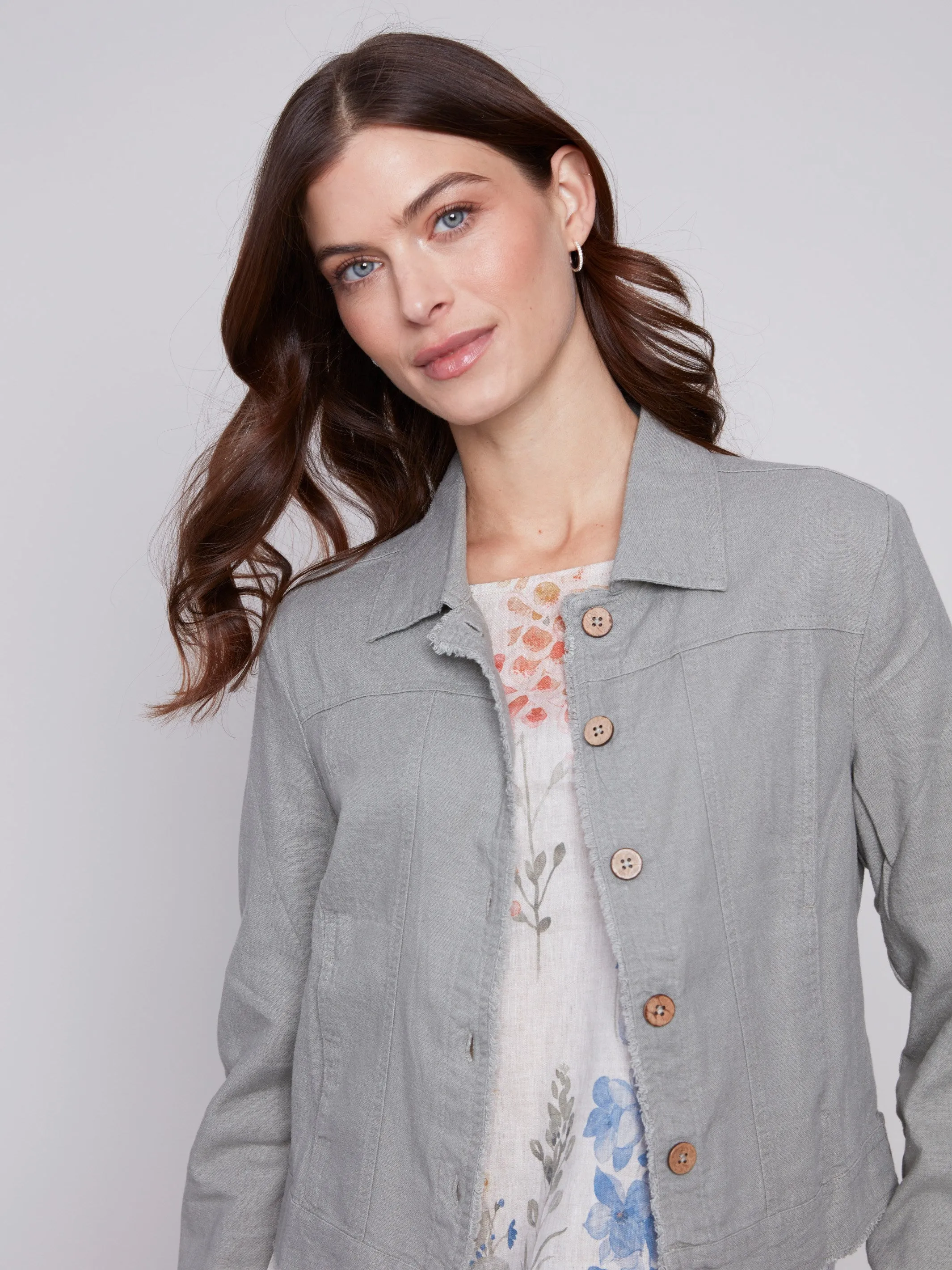 Linen Blend Jacket - Celadon