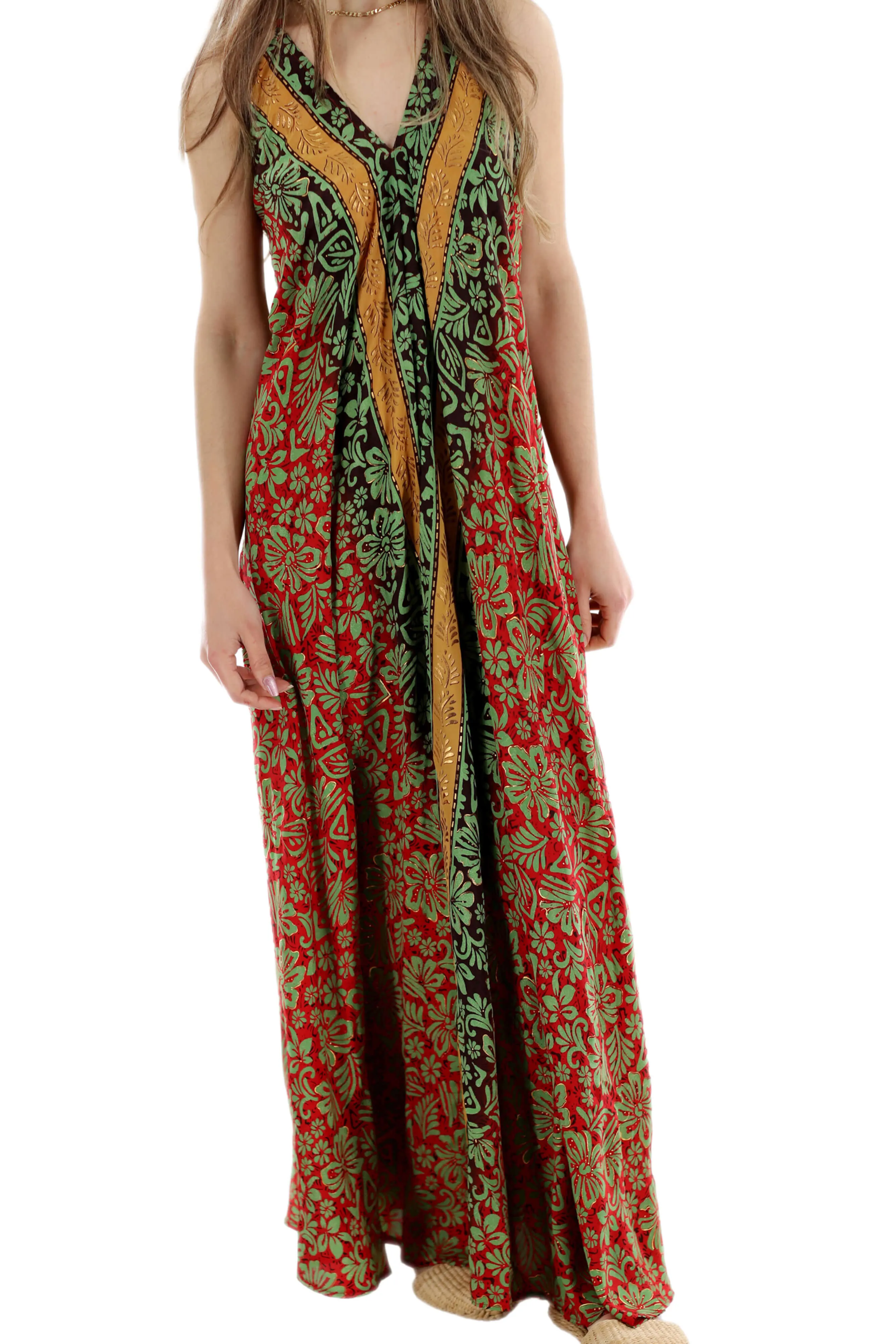 Long Flowy Floral 'Francesca' Maxi Dress in Red