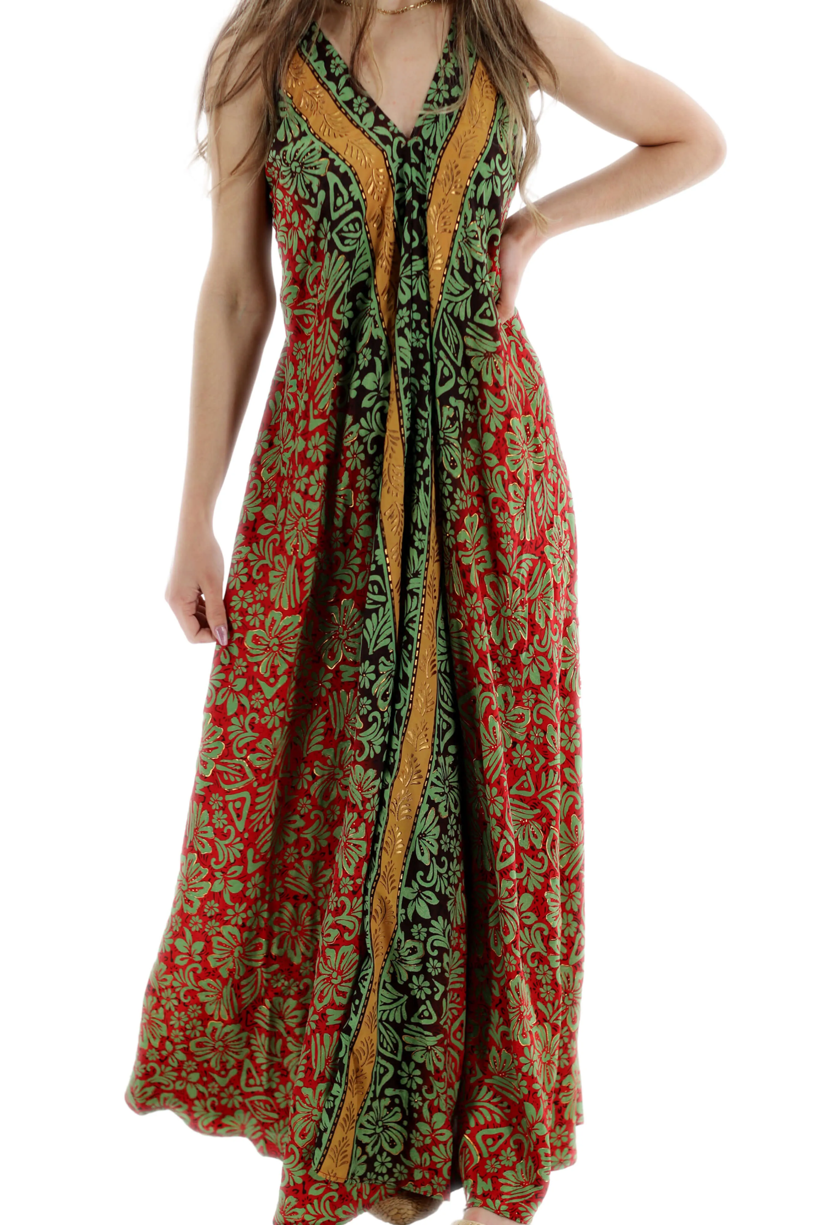 Long Flowy Floral 'Francesca' Maxi Dress in Red