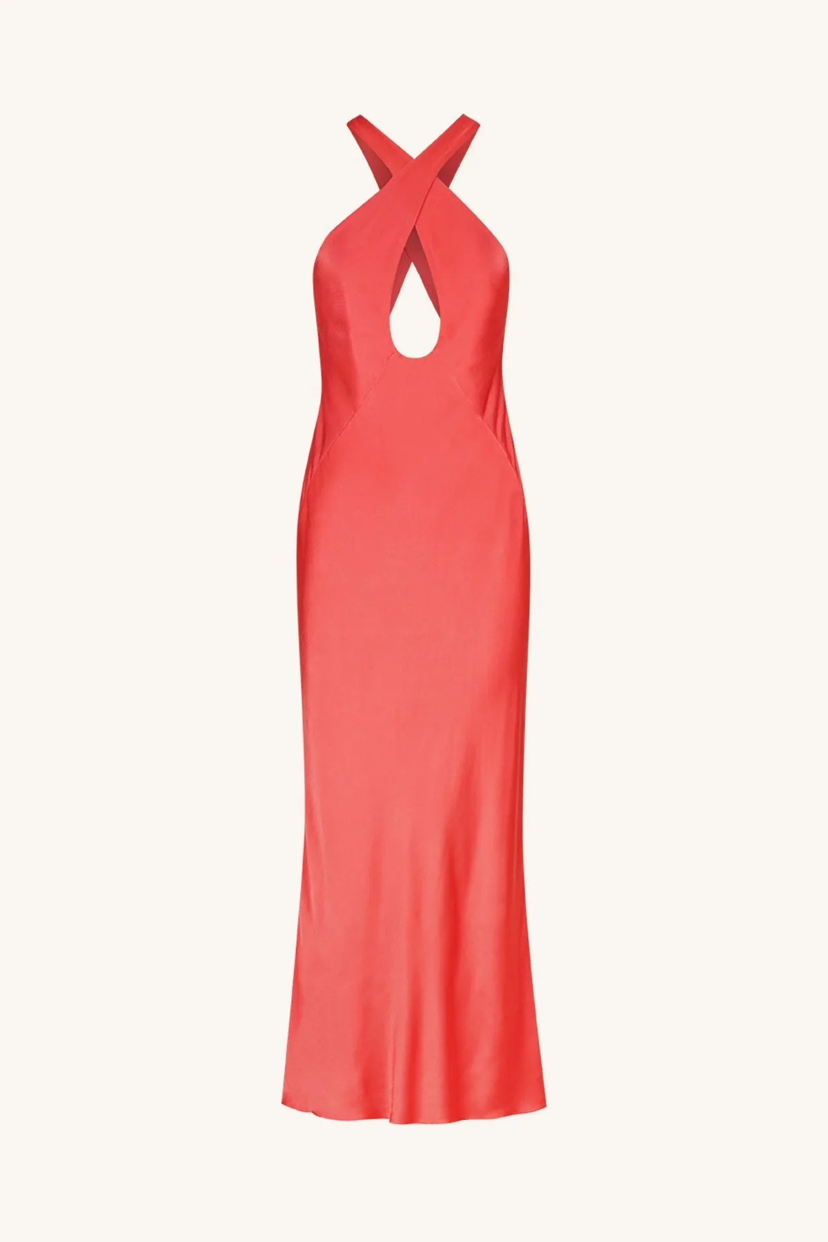 LYDIE CROSS FRONT CUT OUT MIDI DRESS - POPPY RED