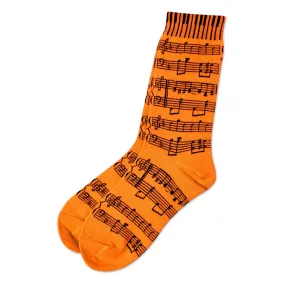 Music Staff & Keyboard Women’s Socks, Orange