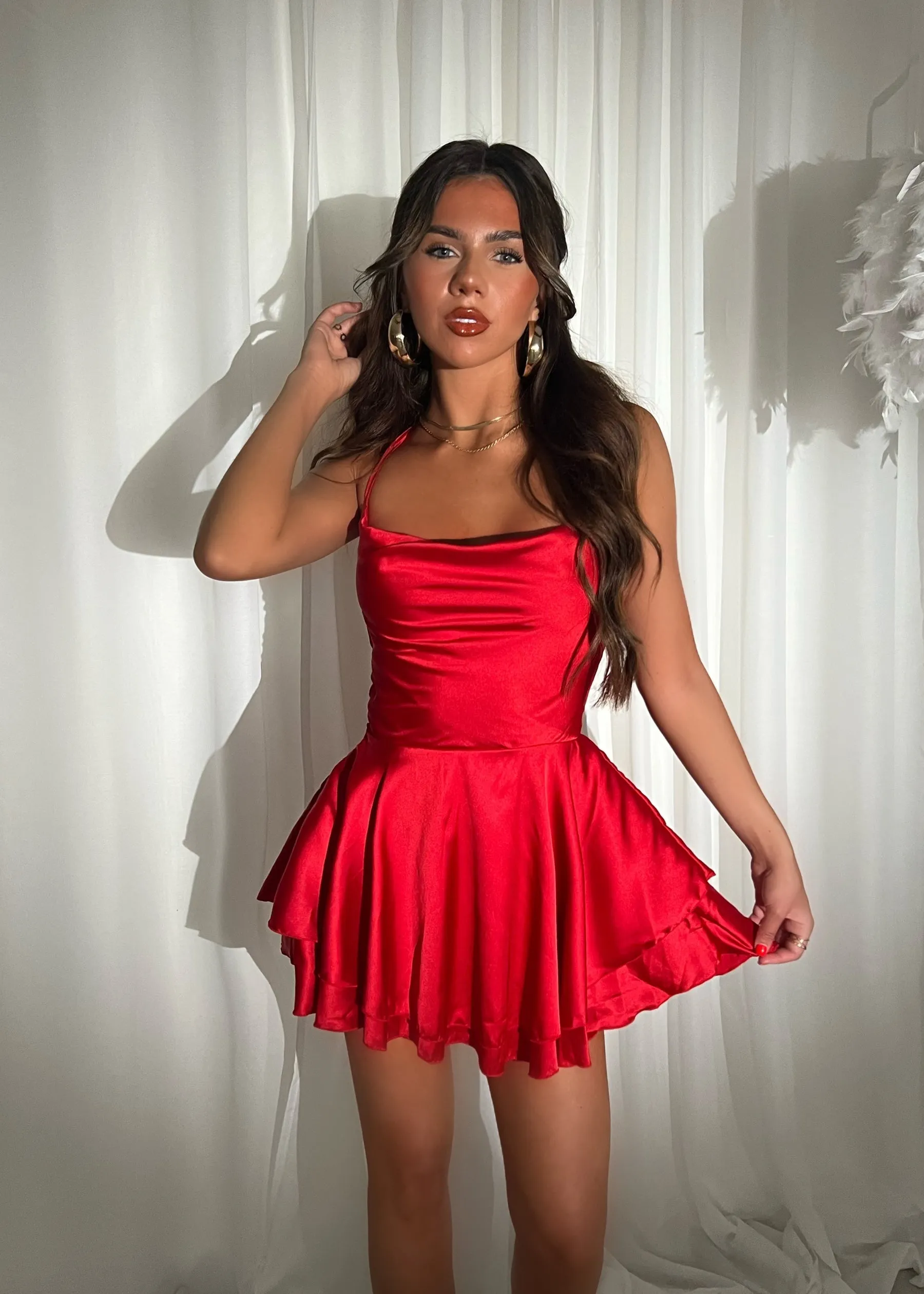 New Addiction Satin Mini Dress - Red