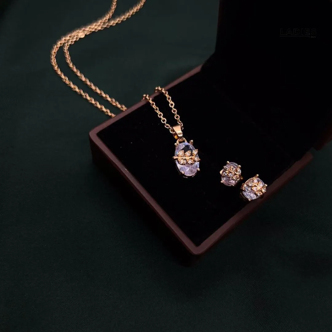 Opal Shape Zircon Golden  Jewelry set 11