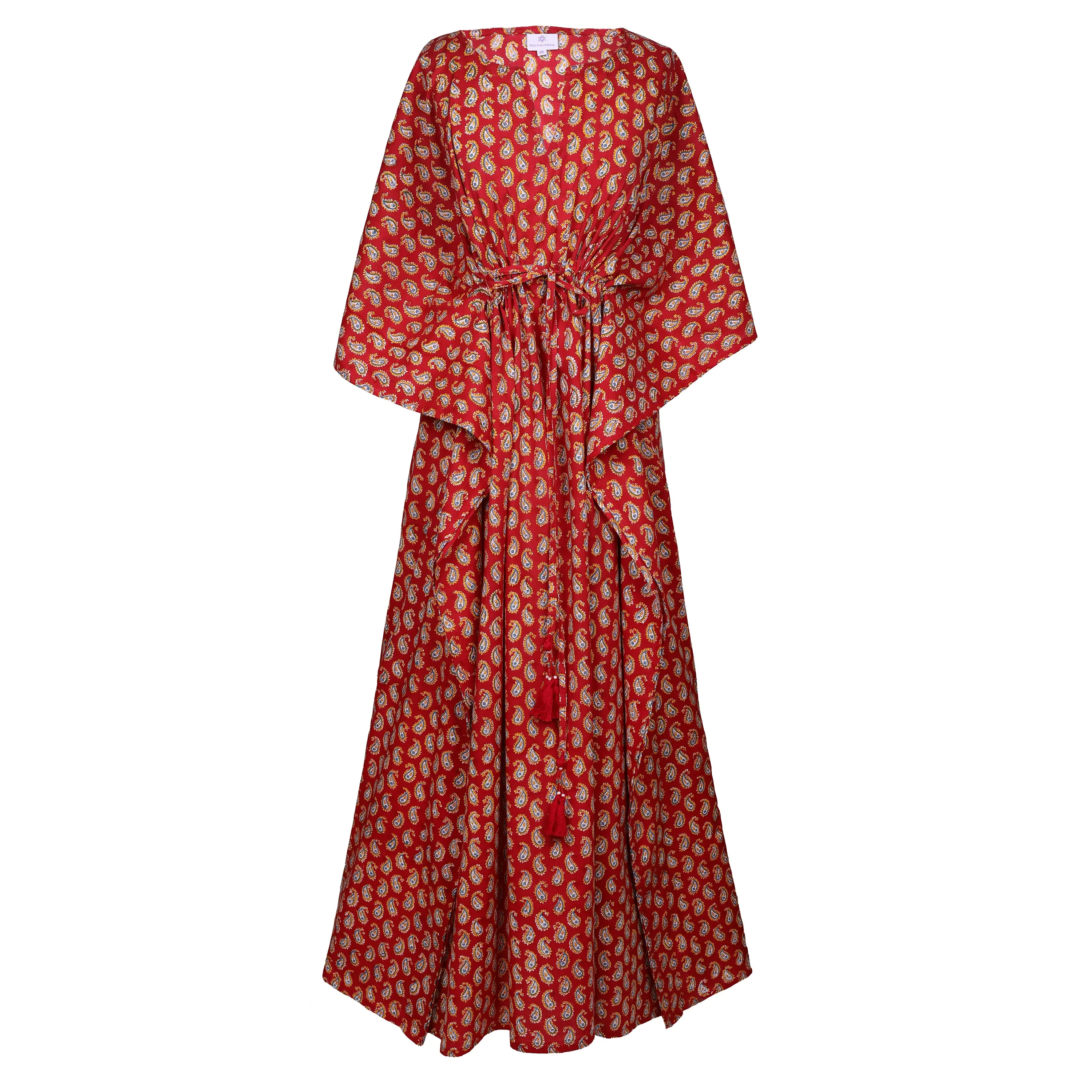 Pallas Red Paisley Maxi Kaftan Dress