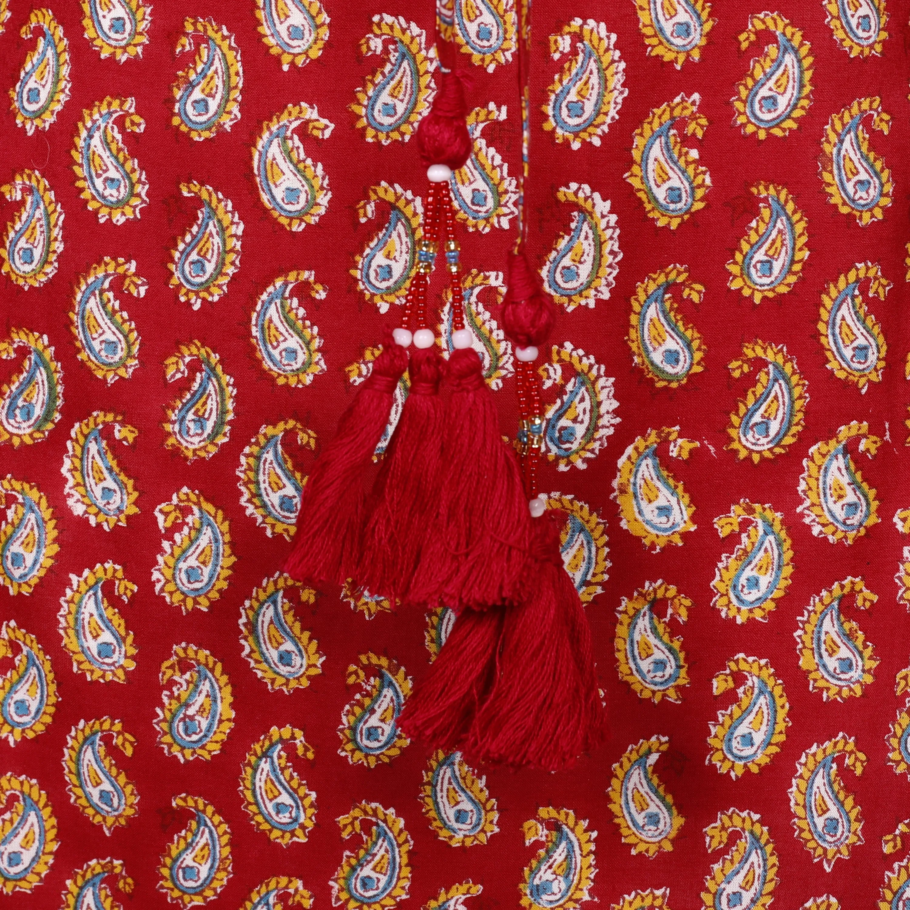 Pallas Red Paisley Maxi Kaftan Dress